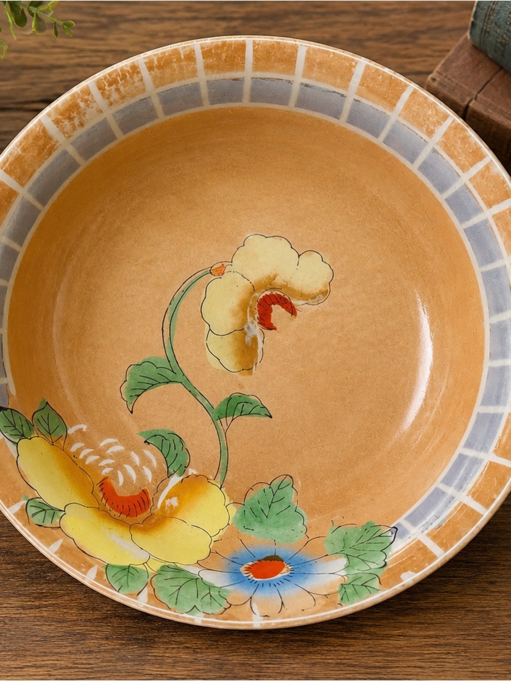 Vintage Japan Lusterware Floral Plate 8” Hand Painted Art Deco Orange - Picture 3 of 6